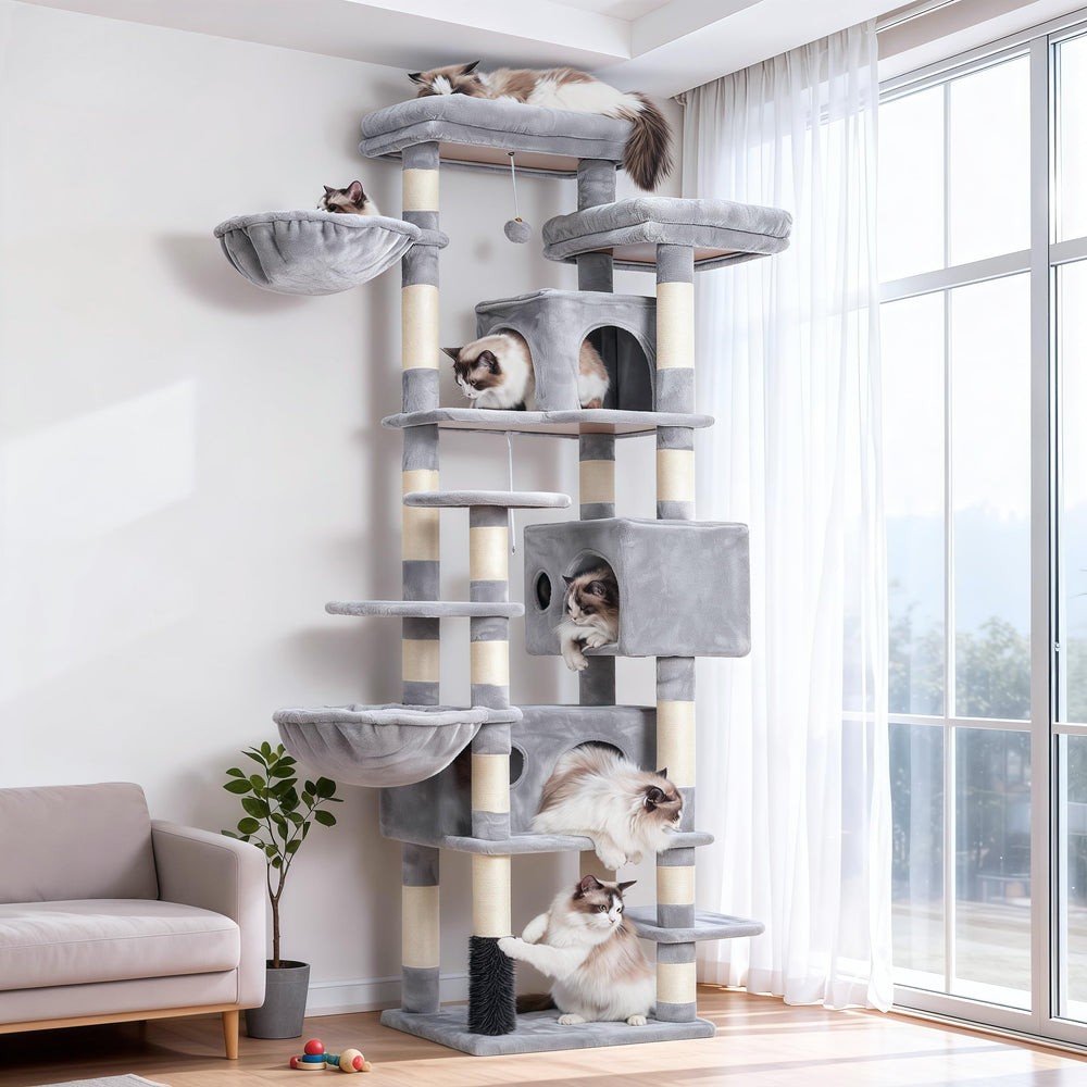 Hey-brother cat tree base provides stable foundation for multi-cat play.