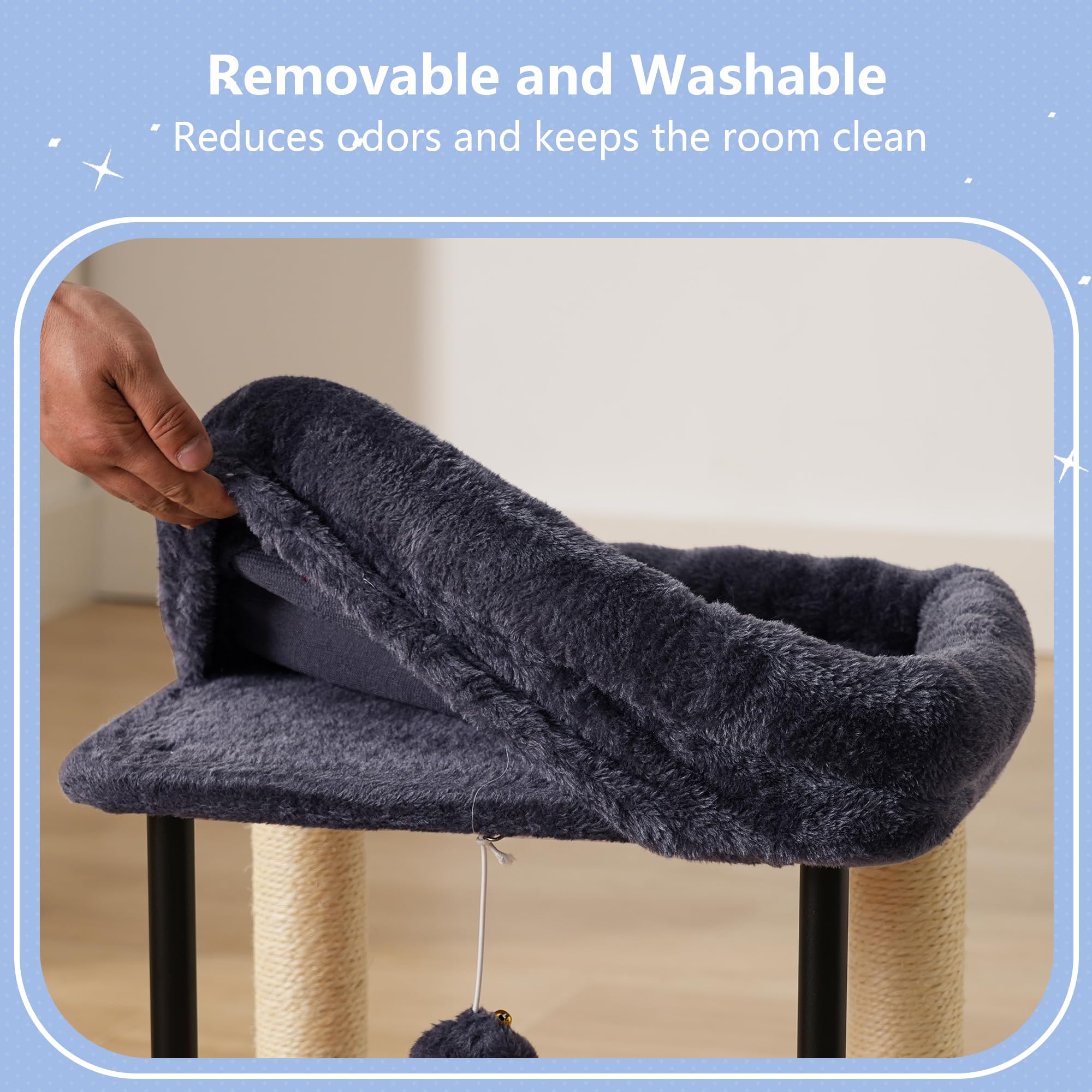 Hey-brother cat tree base rounded-edges enhances safety and aesthetics