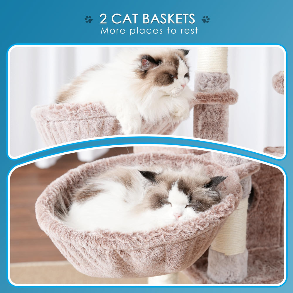 Hey-brother cat tree bottom risers with brushes aid grooming