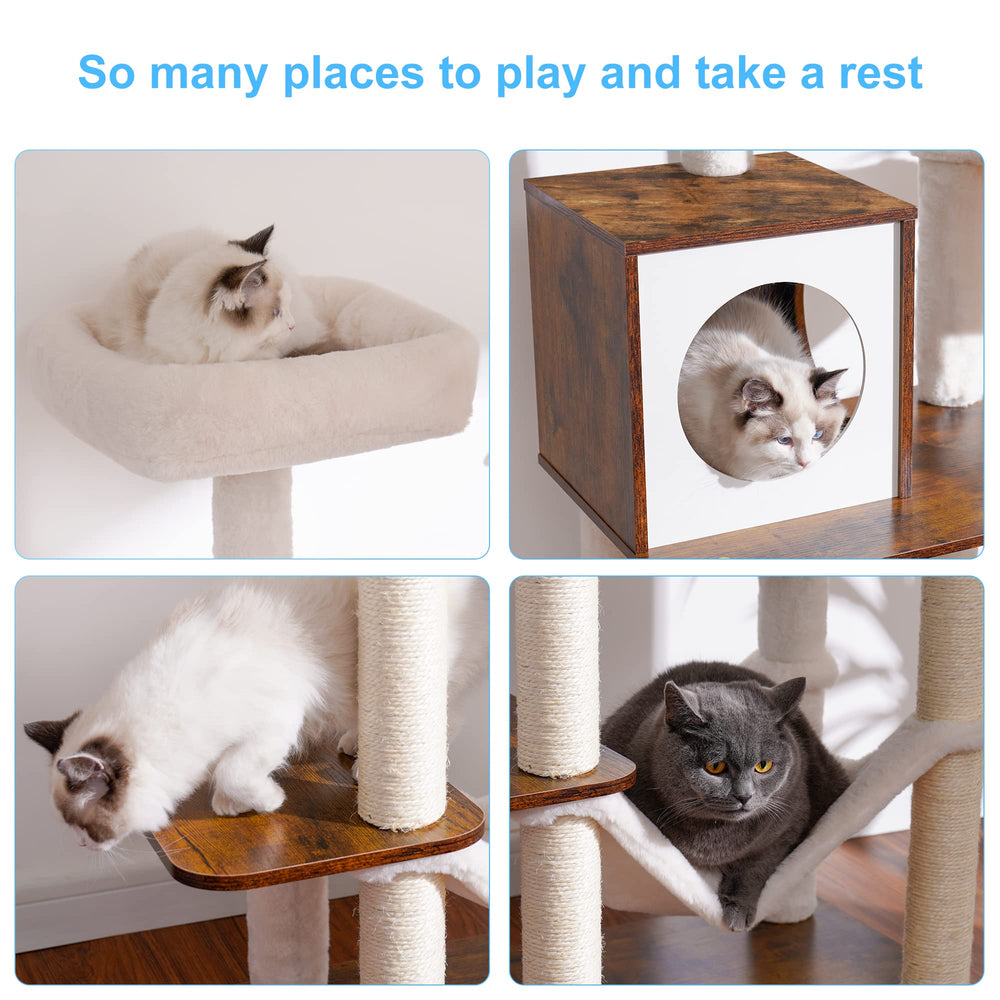 Hey-brother cat condo design creates cozy private spaces.