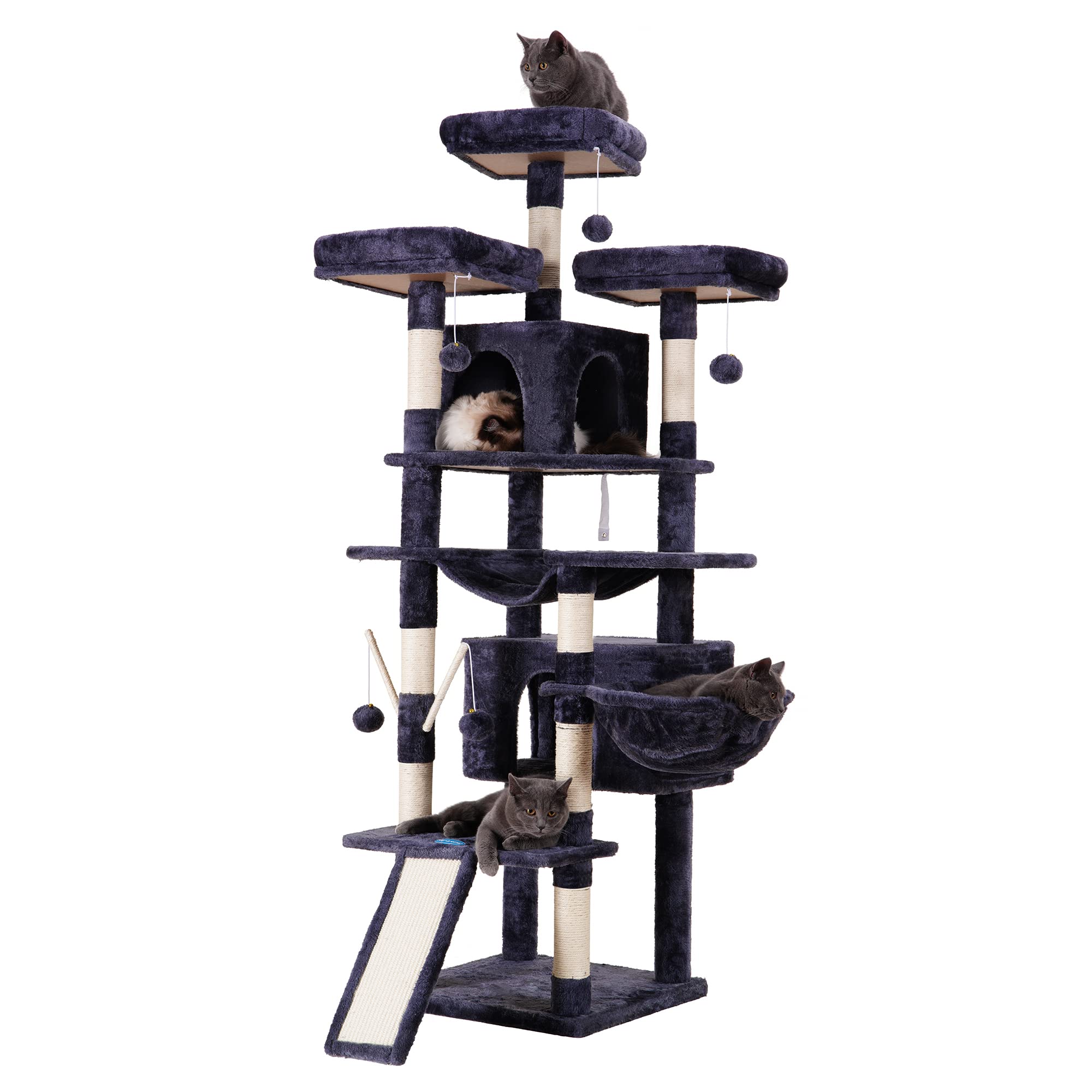 Hey-brother cat tree two cat condos offer private resting spaces
