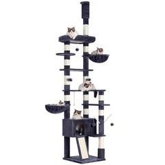 Hey-brother cat tree ceiling-height adjustable height demo for tall rooms