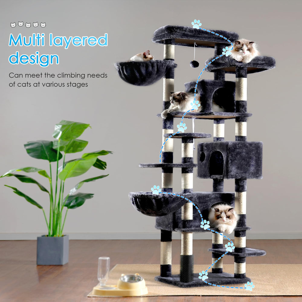 Hey-brother cat tree accommodates 3-4 cats across levels
