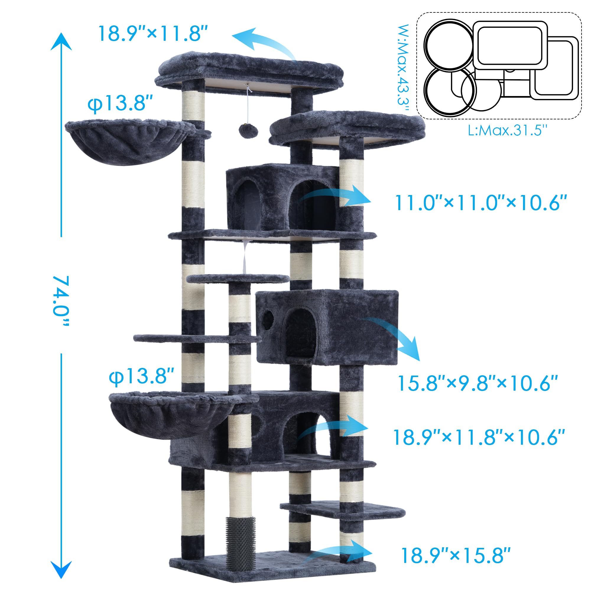 Hey-brother cat tree three condos offer cozy cat napping spaces