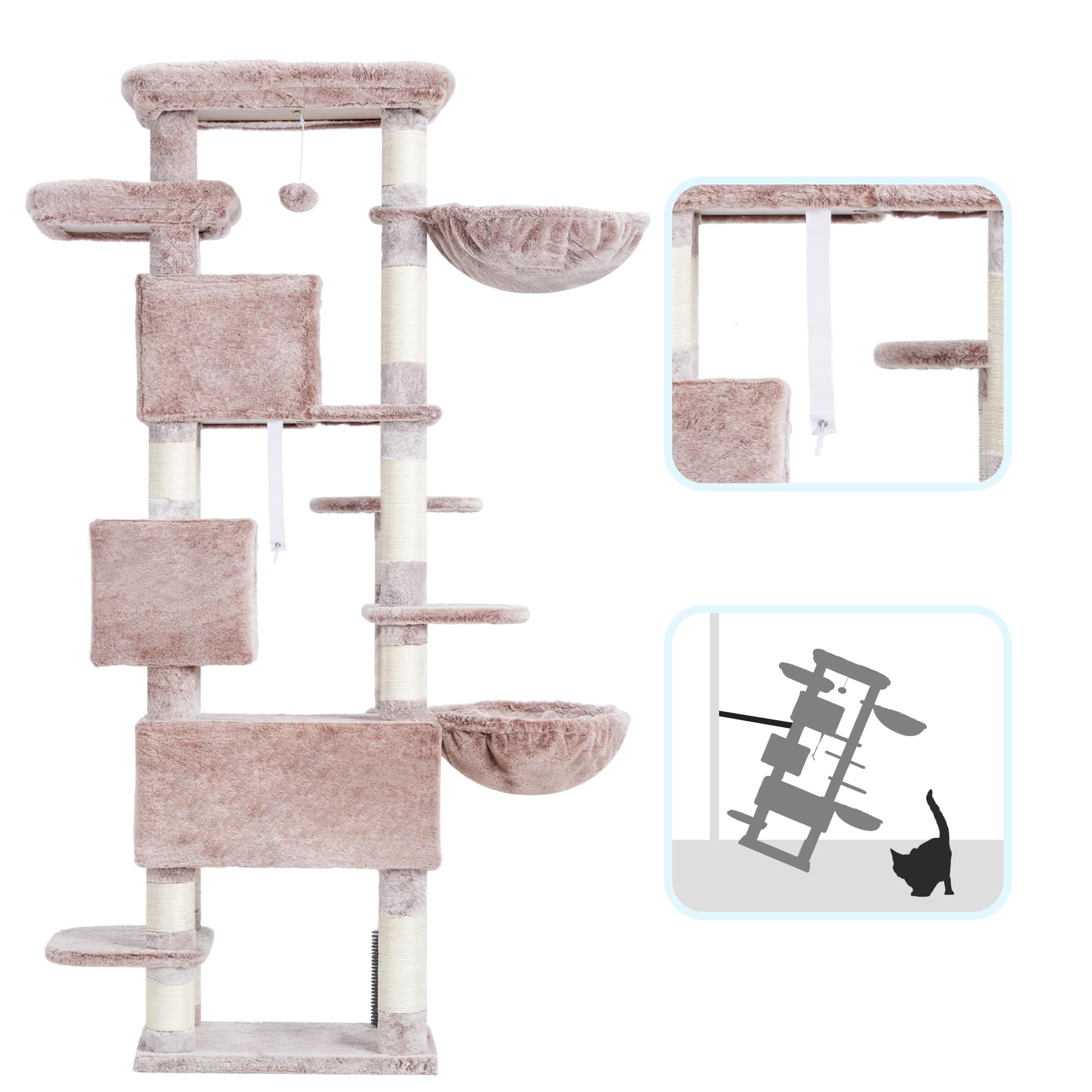 Hey-brother cat tree dimensions 19.7x19.7x68.9 inches for multi-cat homes