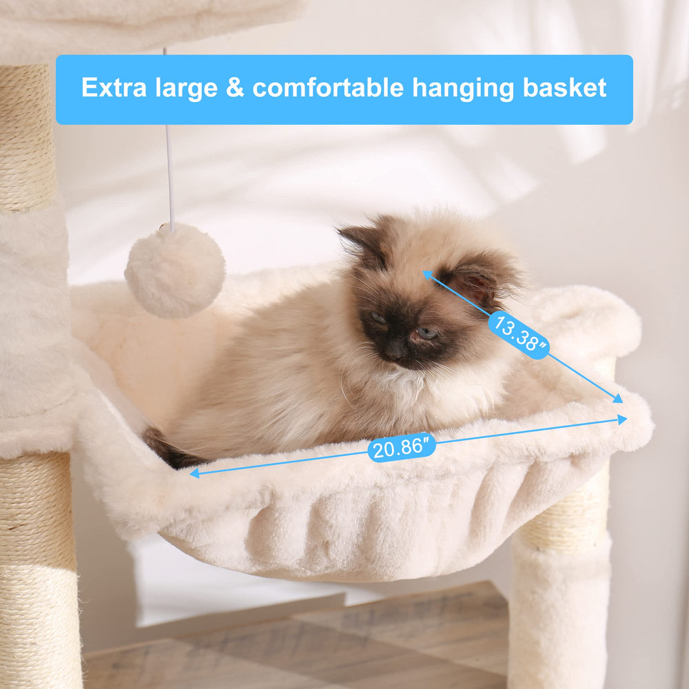 Hey-brother cat tree elevated eating platform supports meals away from distractions.