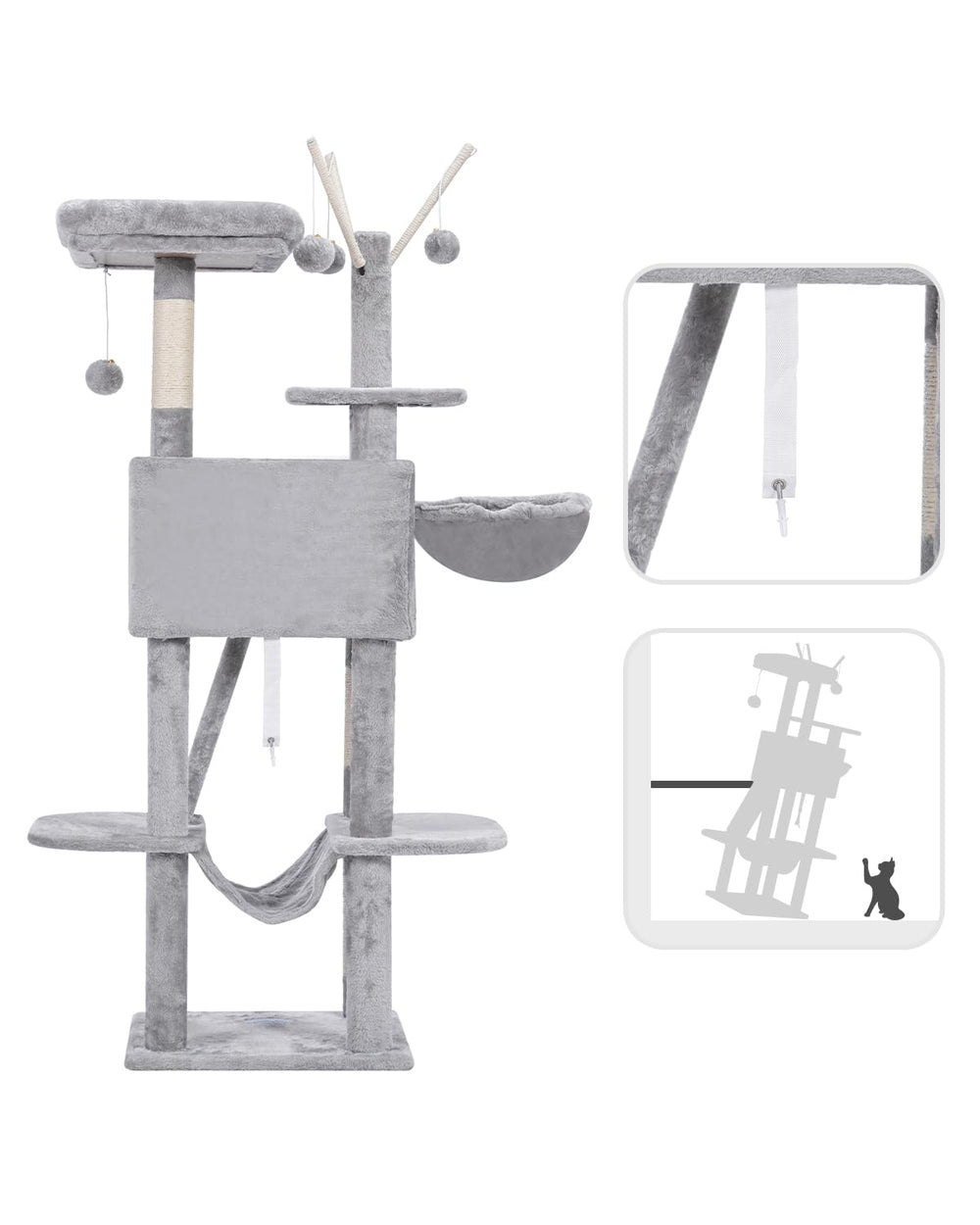 Hey-brother cat-tree flannel cover cleans easily for tidy living spaces