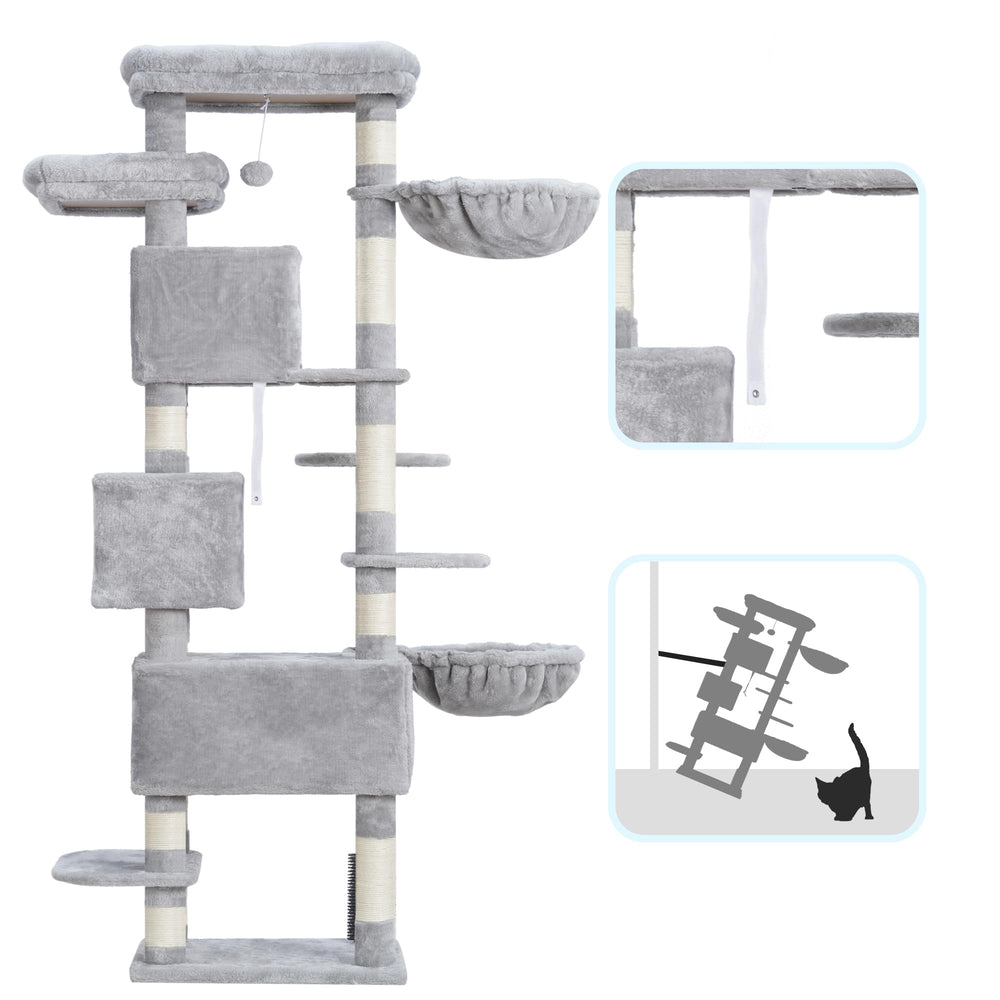 Hey-brother cat tree full view showcases XL size for multiple cats.