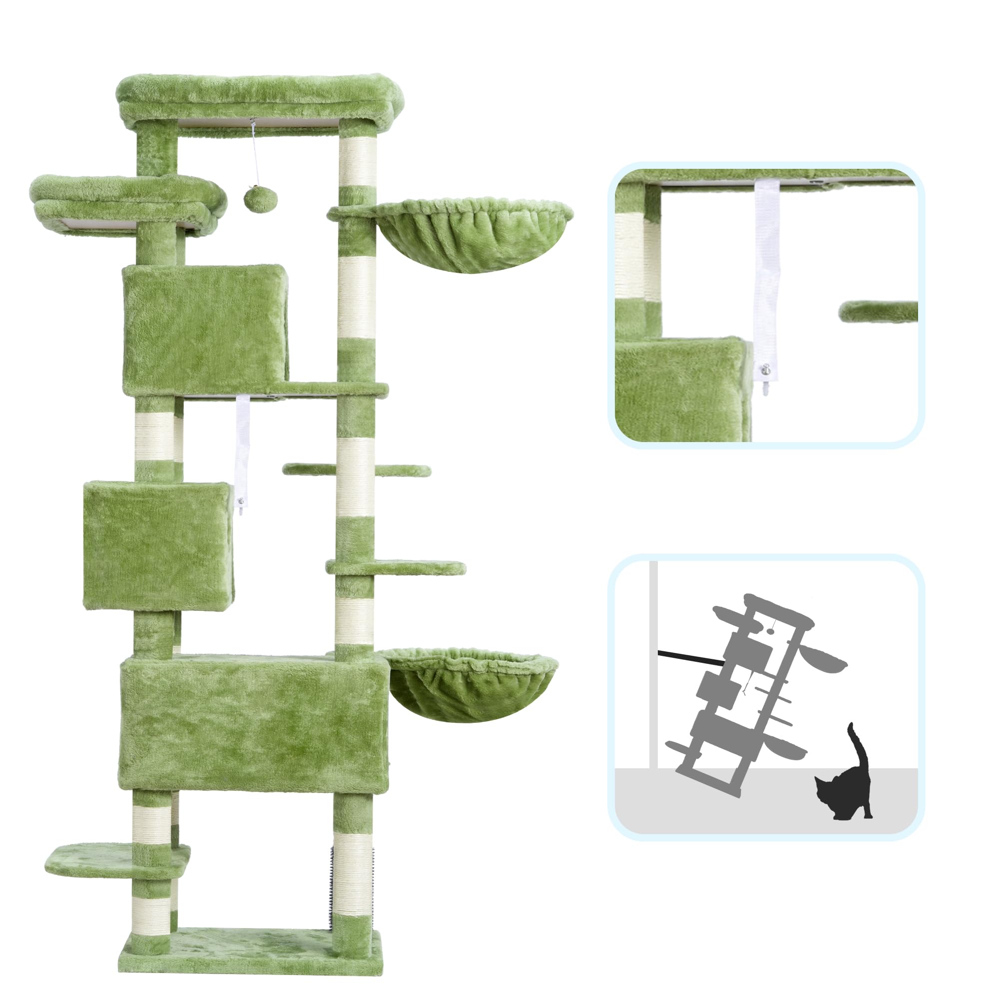 Hey-brother cat tree green finish complements modern homes.