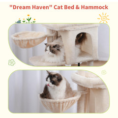Hey-brother Cat Tree Tower hammock basket delivers cloud-like comfort for curled naps.