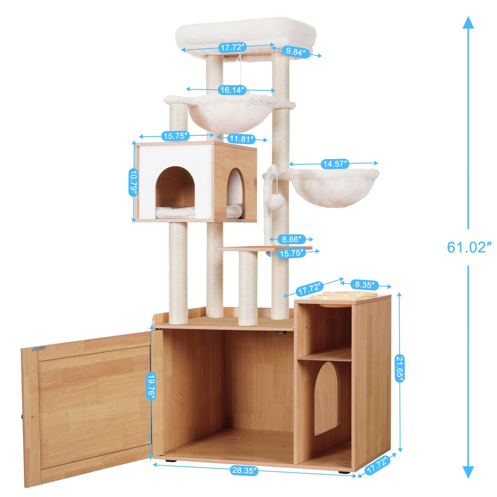 Hey-brother cat tree double hammock provides secure, cozy lounging for cats.