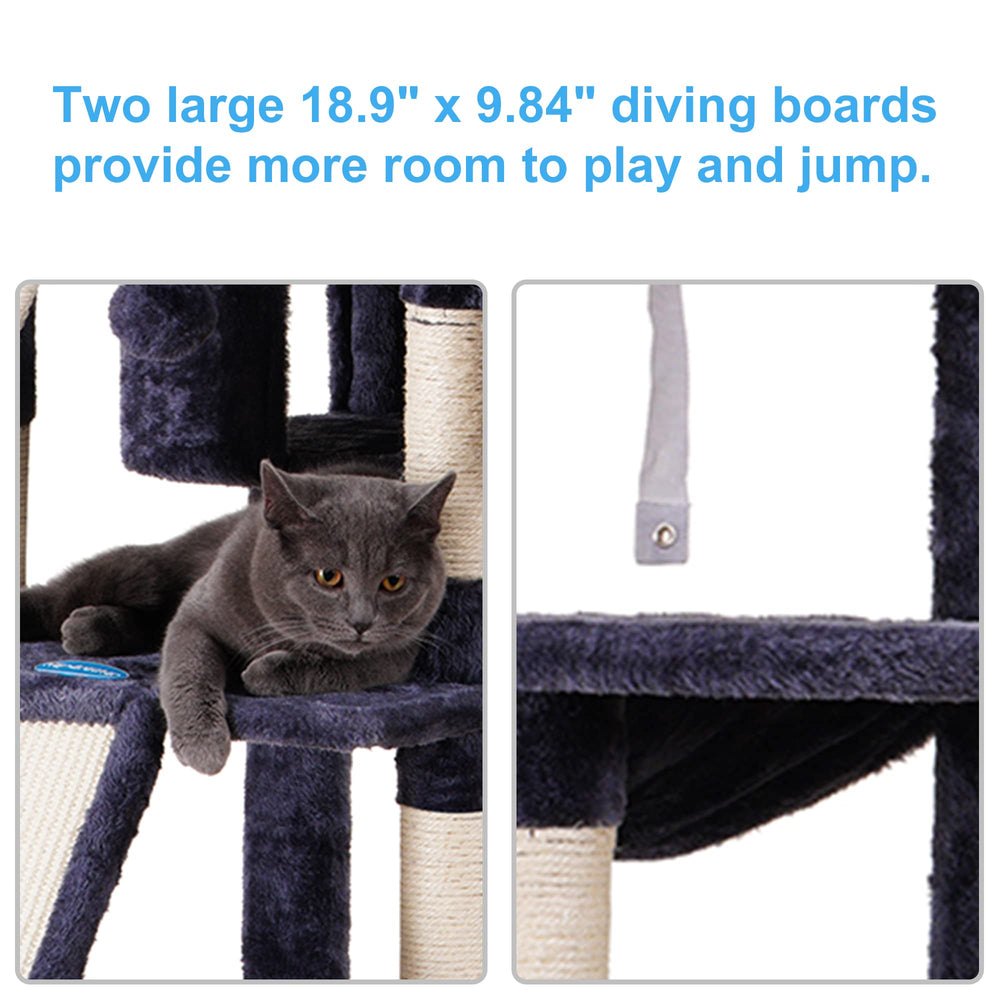 Hey-brother cat tree hammock middle adds varied lounging options