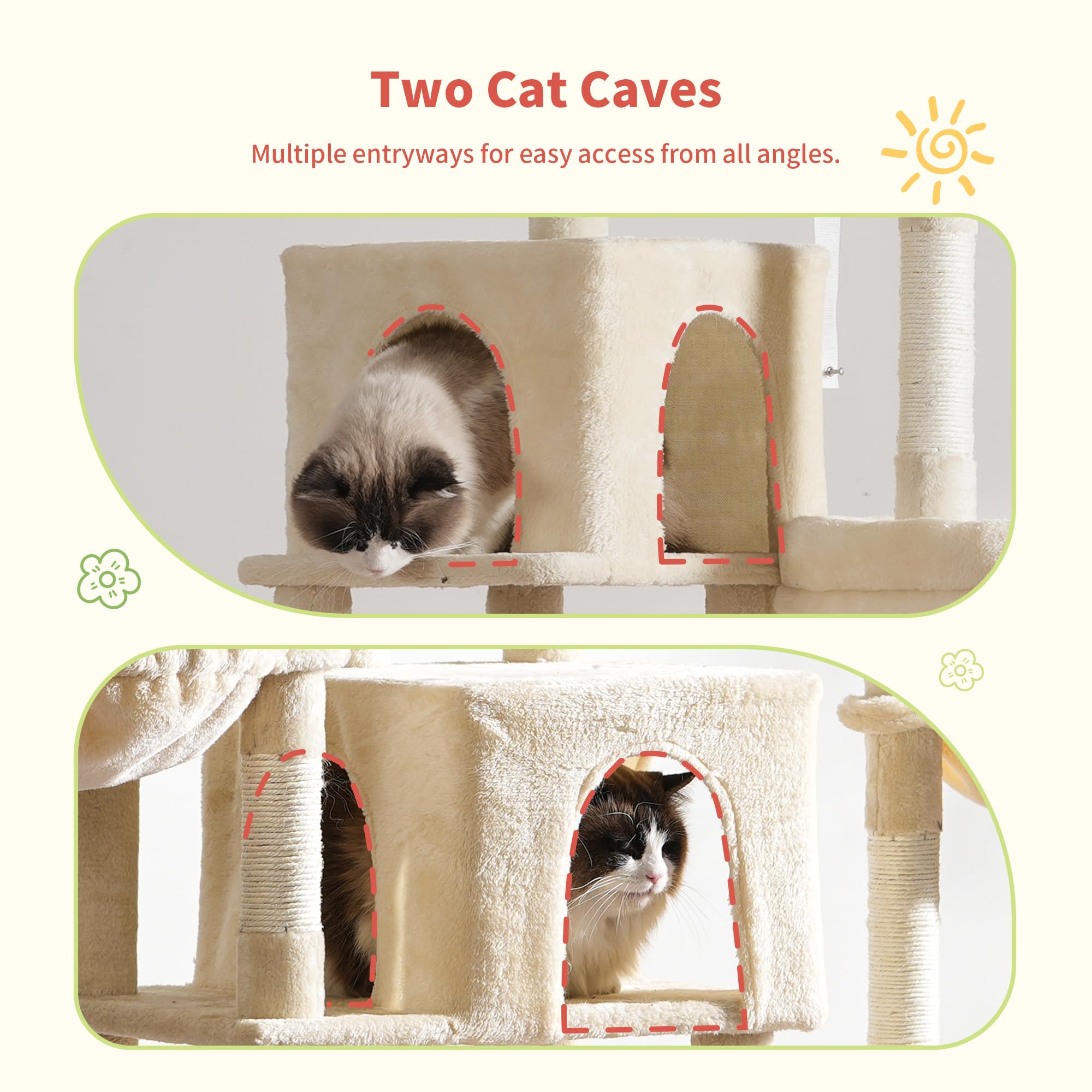 Hey-brother cat tree hammocks duo offer soft cocoon-like resting spots