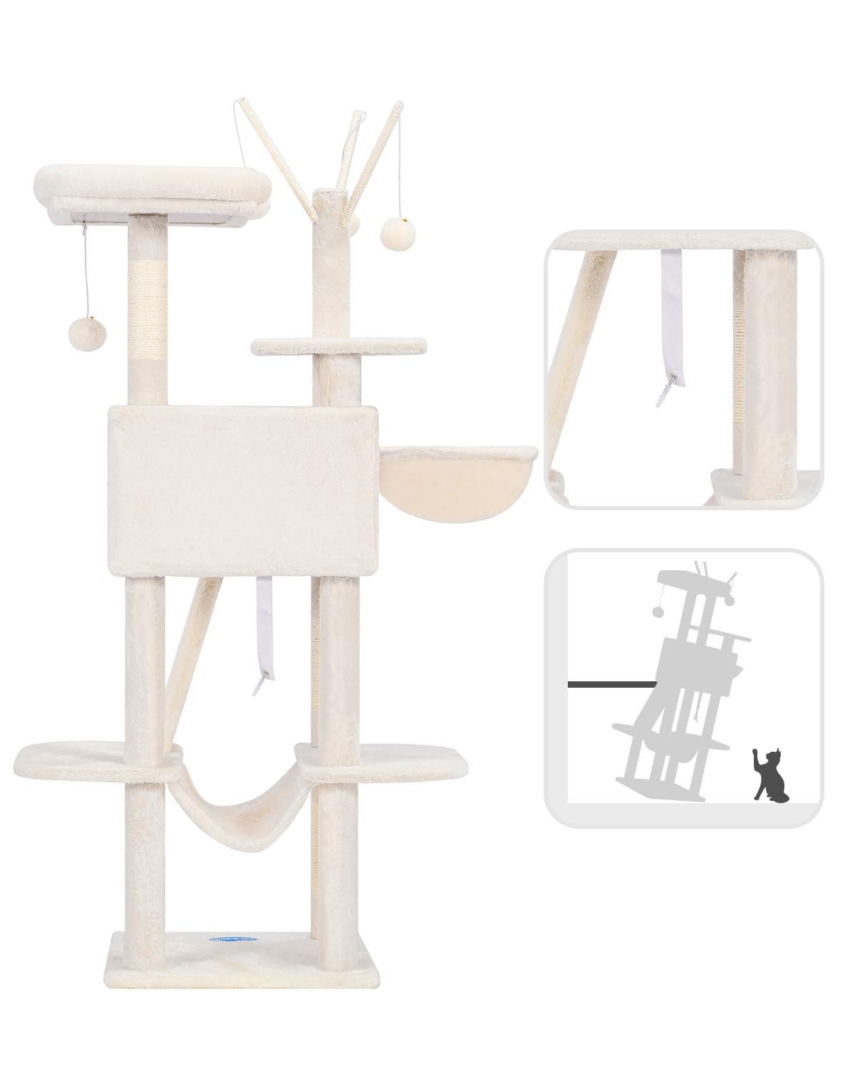 Hey-brother cat tree high-quality wood base supports growing cats safely.