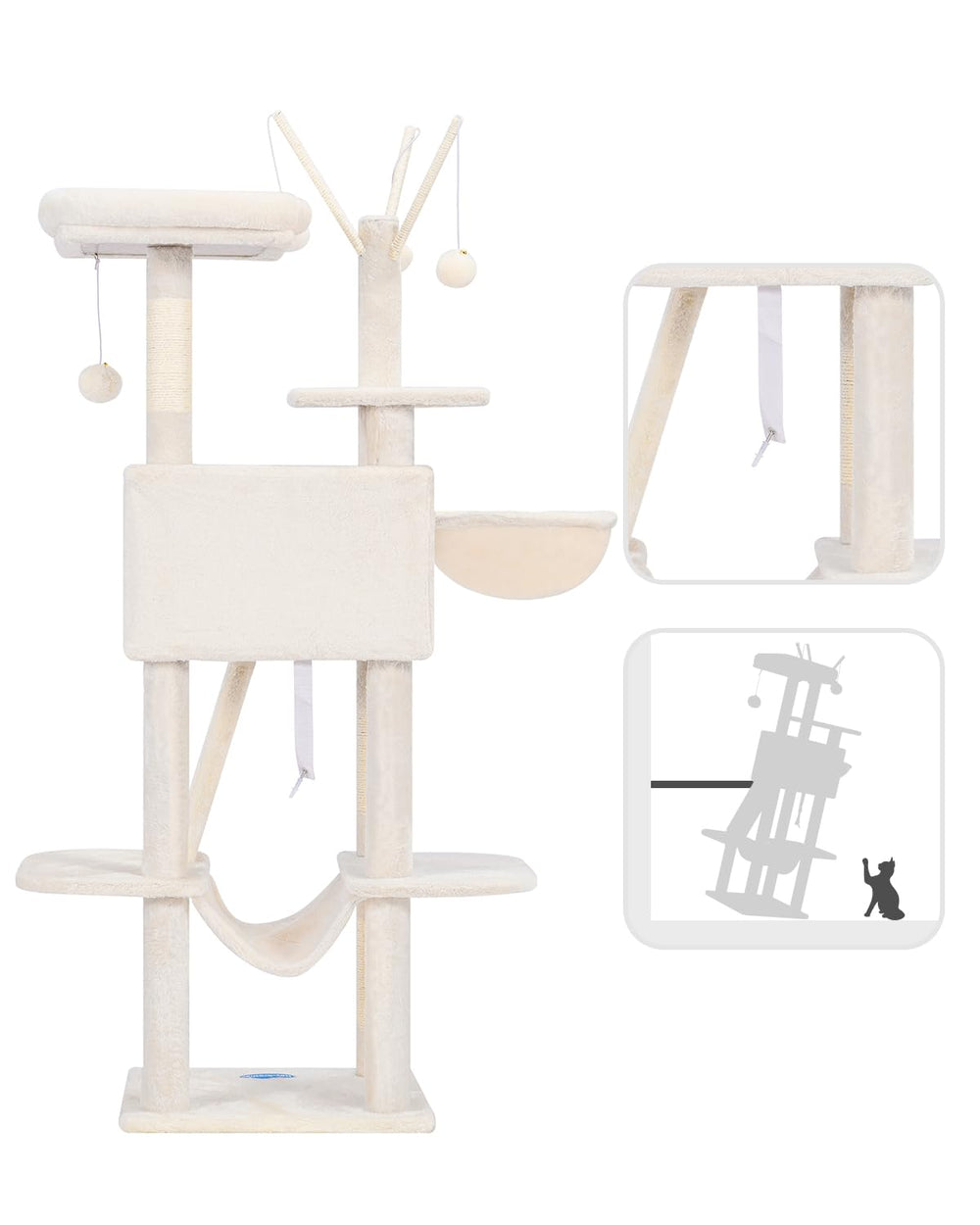 Hey-brother cat tree high-quality wood base supports growing cats safely.