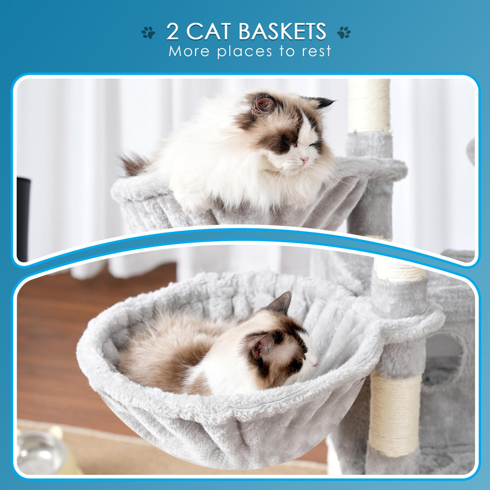 Hey-brother cat tree interactive ball engages active cats during playtime.