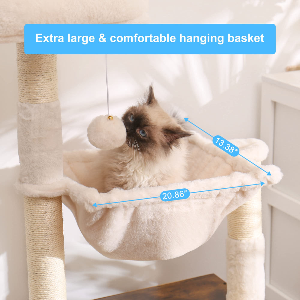 Hey-brother cat tree litter box cabinet shows hidden litter area for privacy and cleanliness