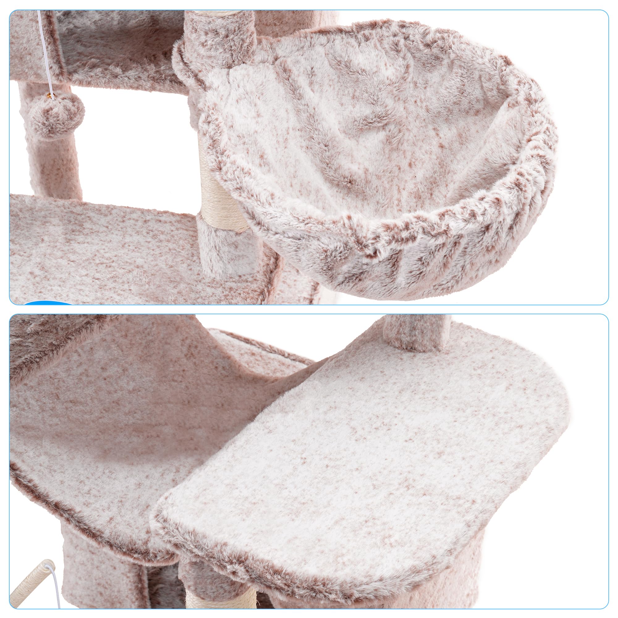 Hey-brother cat tree middle hammock adds playful lounging and nesting.