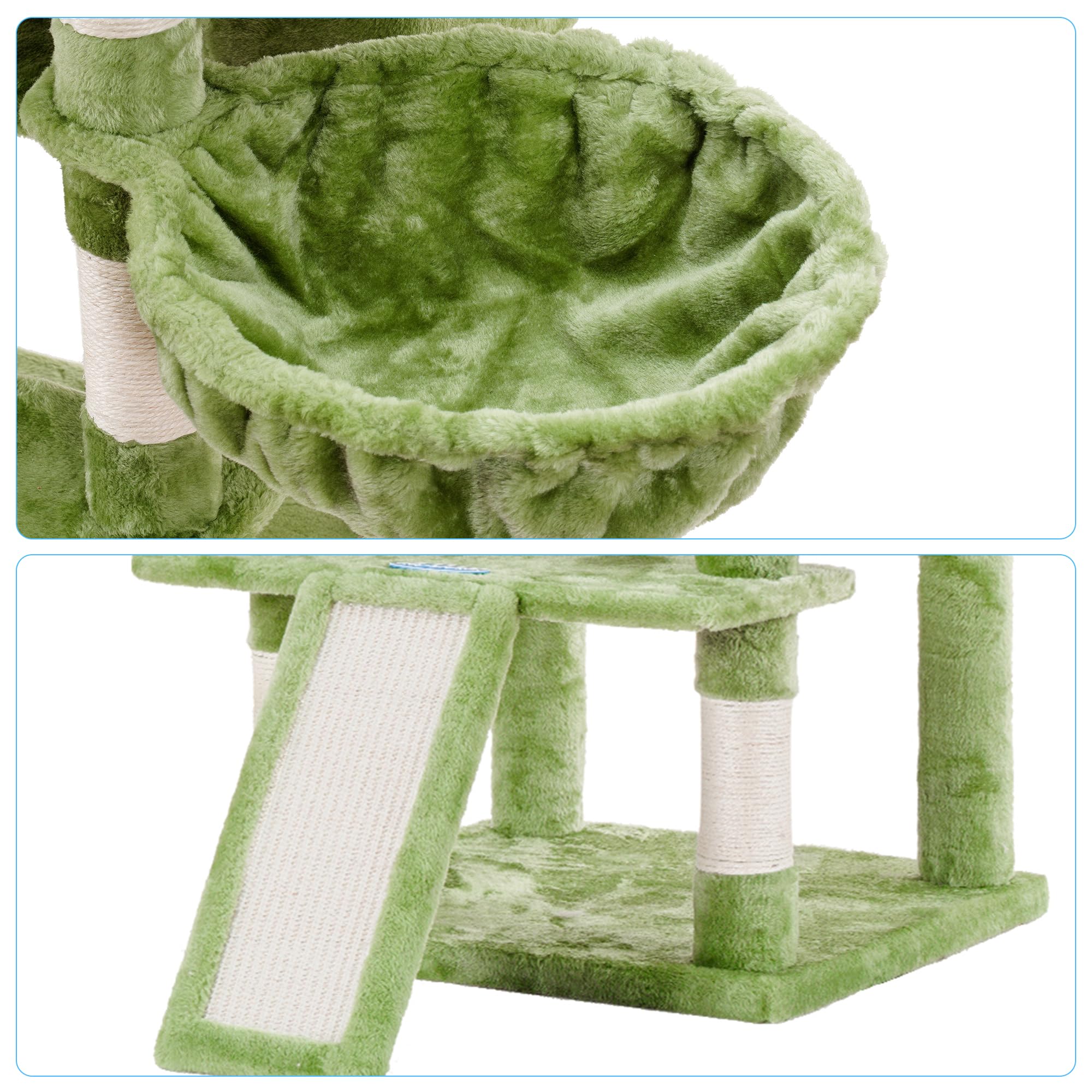 Hey-brother cat tree middle hammock adds cozy cradling and enrichment.