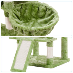 Hey-brother cat tree middle hammock adds cozy cradling and enrichment.