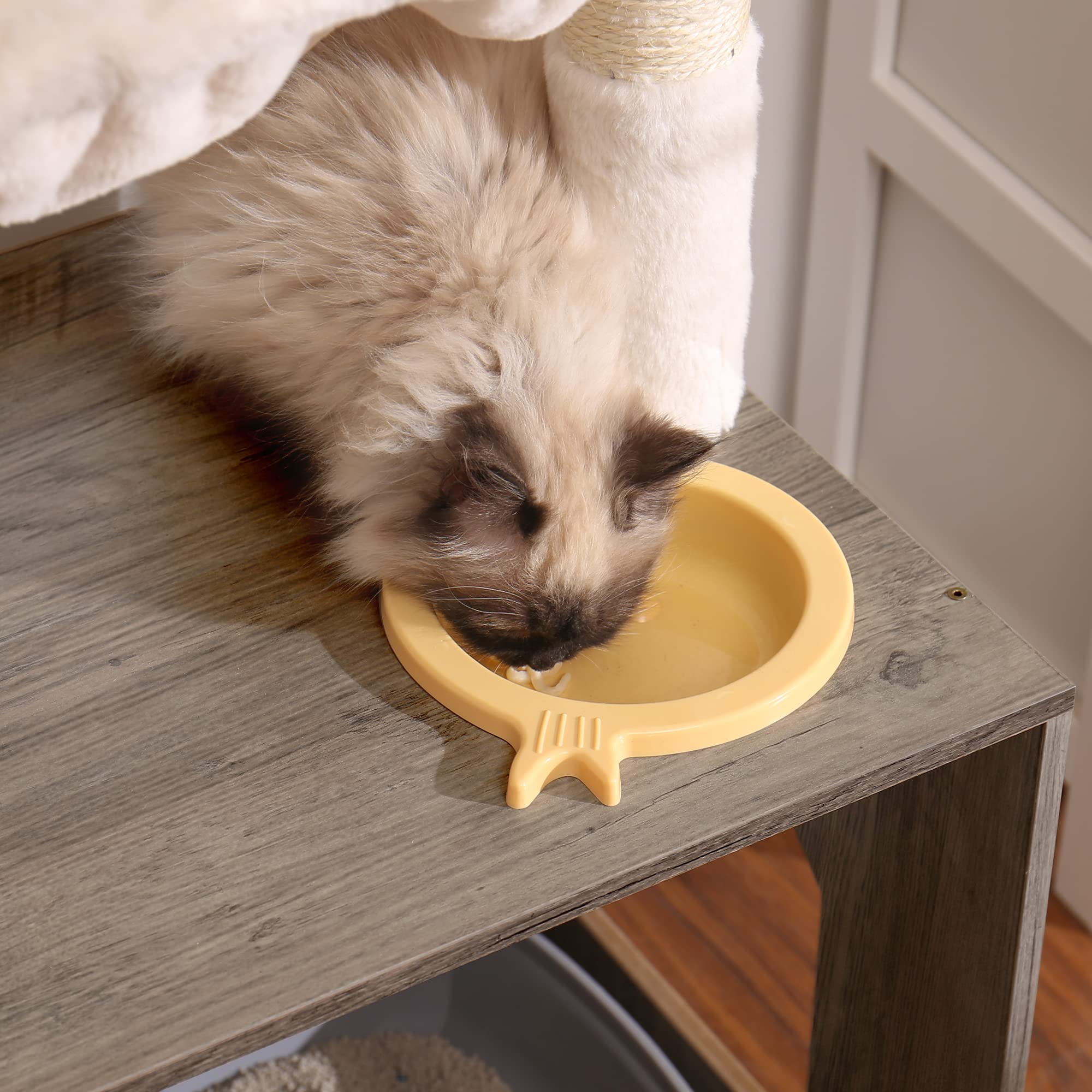 Hey-brother cat tree modern rustic design fits contemporary interiors.