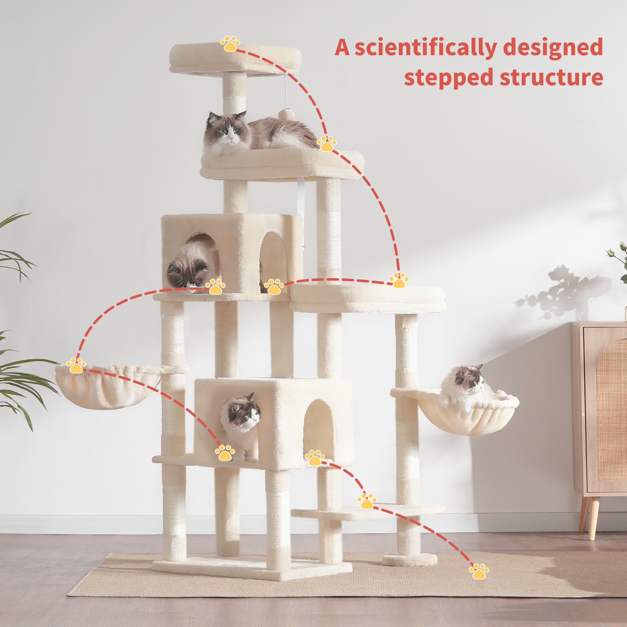 Hey-brother cat tree multi-level design supports climbing for cats of all ages