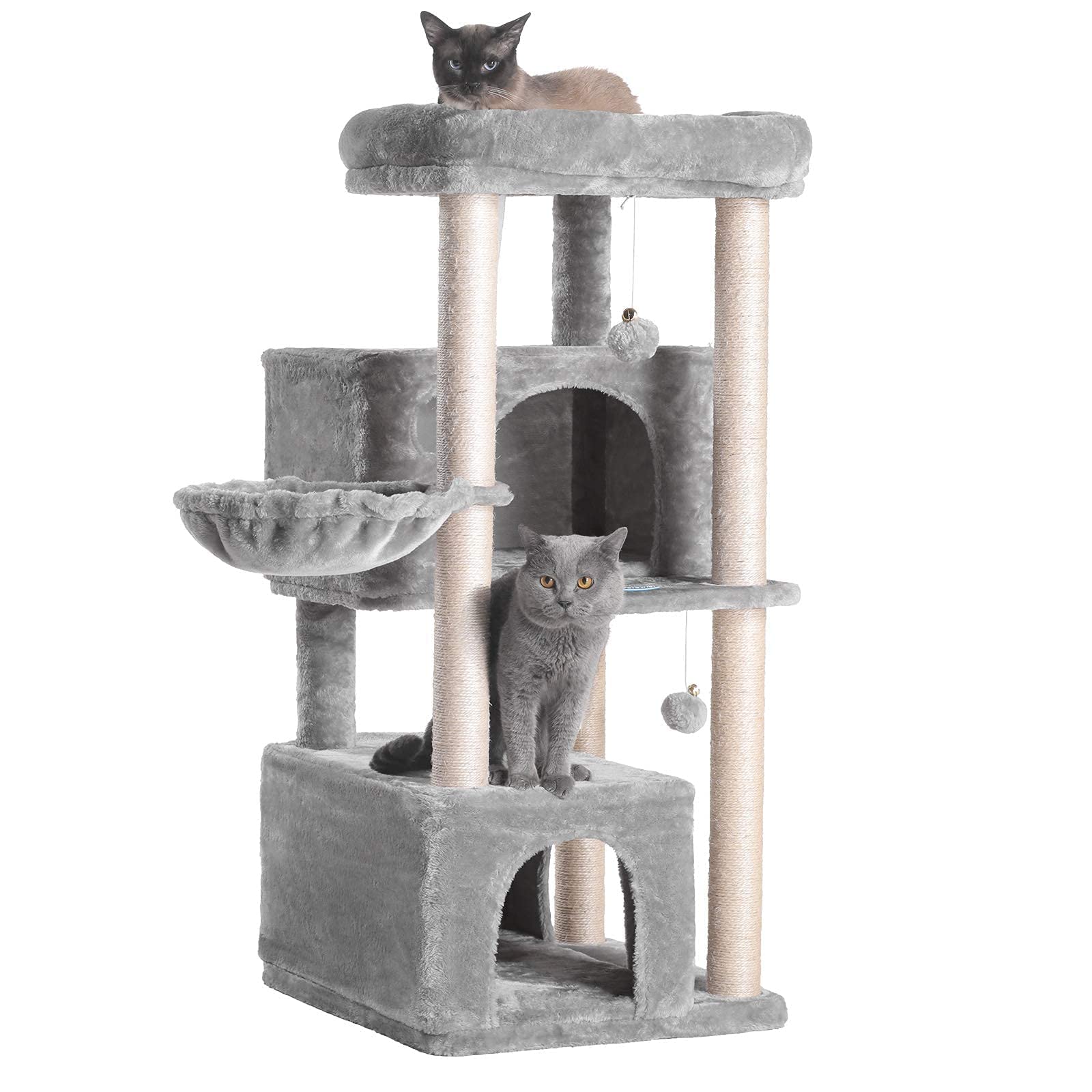 Hey-brother cat tree multi-level layout supports climbing and resting.