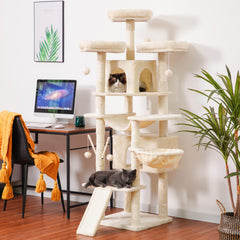 Hey-brother cat tree multi-level perches provide varied resting spots and safe climbing.