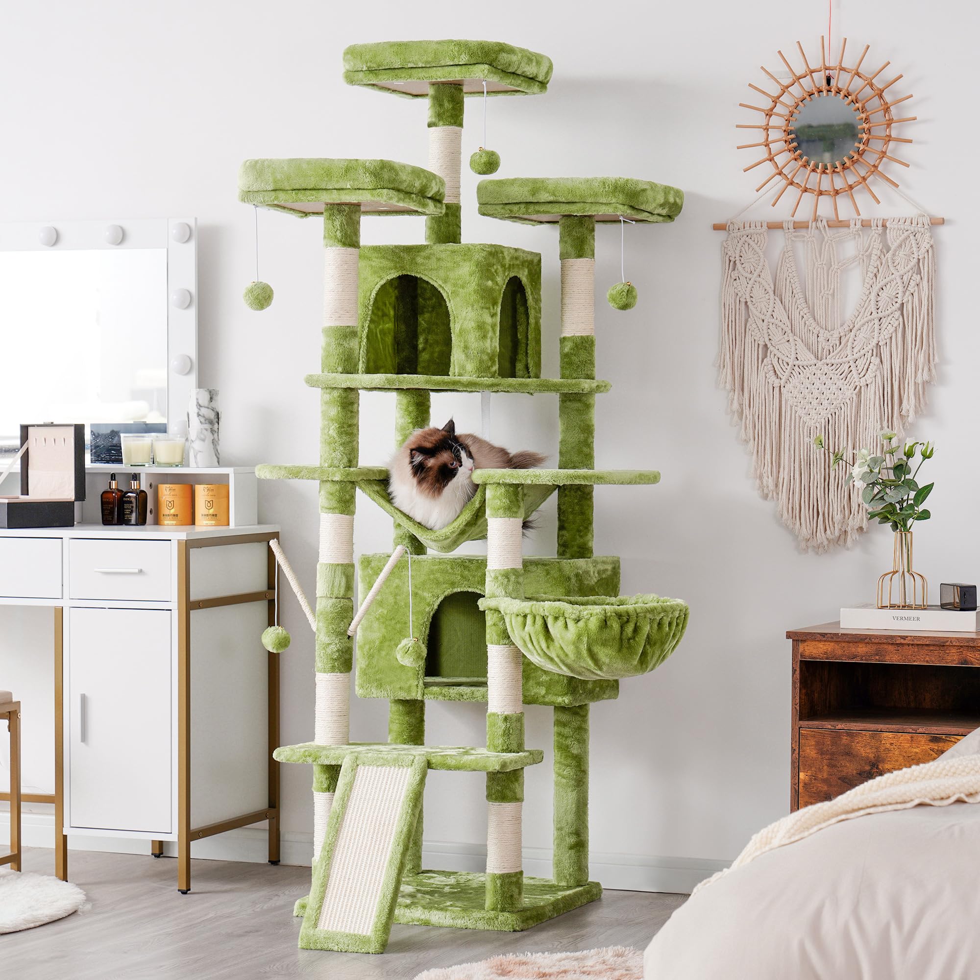 Hey-brother cat tree padded top perches offer comfy resting spots for relaxed cats.