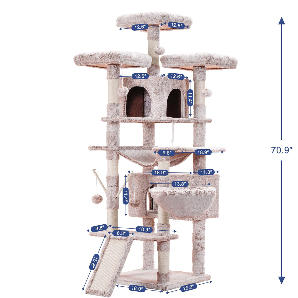 Hey-brother cat tree padded top platforms provide soft resting spots for cats.