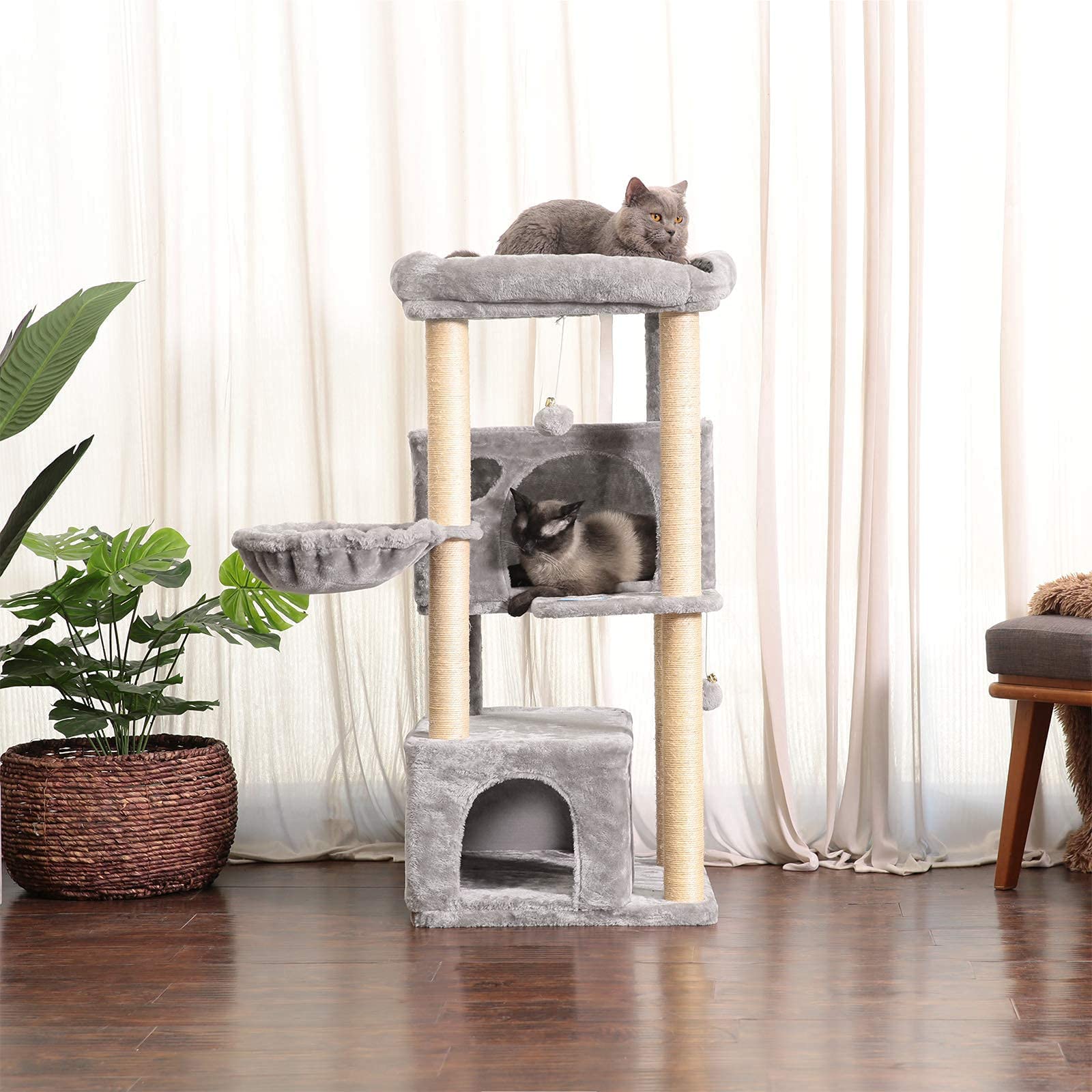 Hey-brother cat tree perch hammock for lounging.
