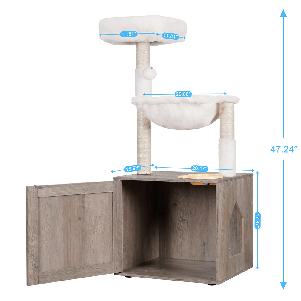 Hey-brother cat tree padded platform cushion offers soft, easy-clean resting spot.