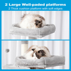 Hey-brother cat tree plush condos offer soft napping spaces.