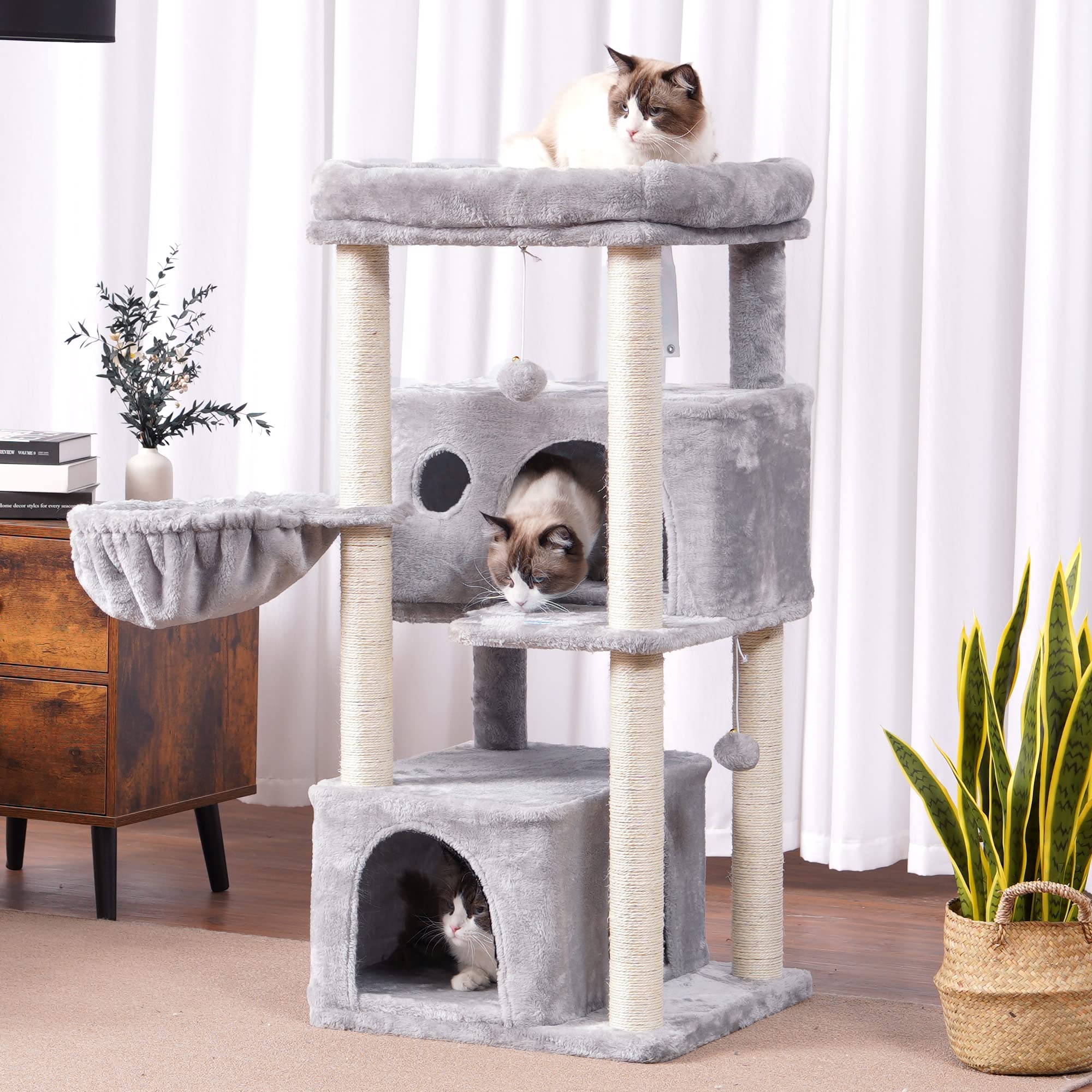 Hey-brother cat tree plush materials feel soft and durable.