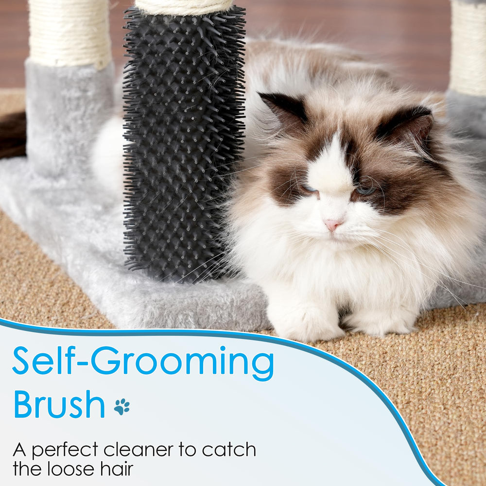 Hey-brother cat tree plush perches give safe elevated resting spots with raised edges.
