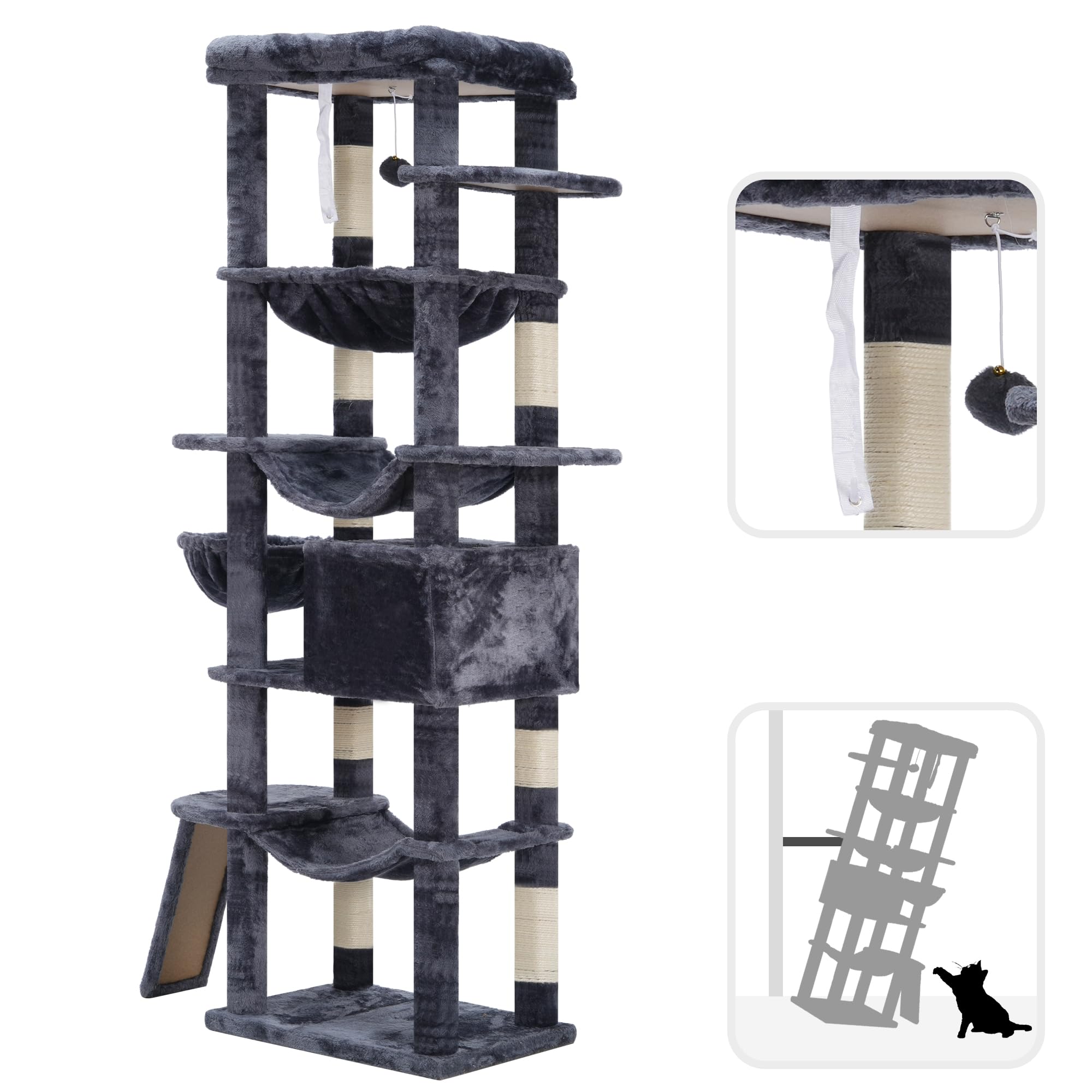 Hey-brother cat tree ramp access supports exploration between levels for active cats.