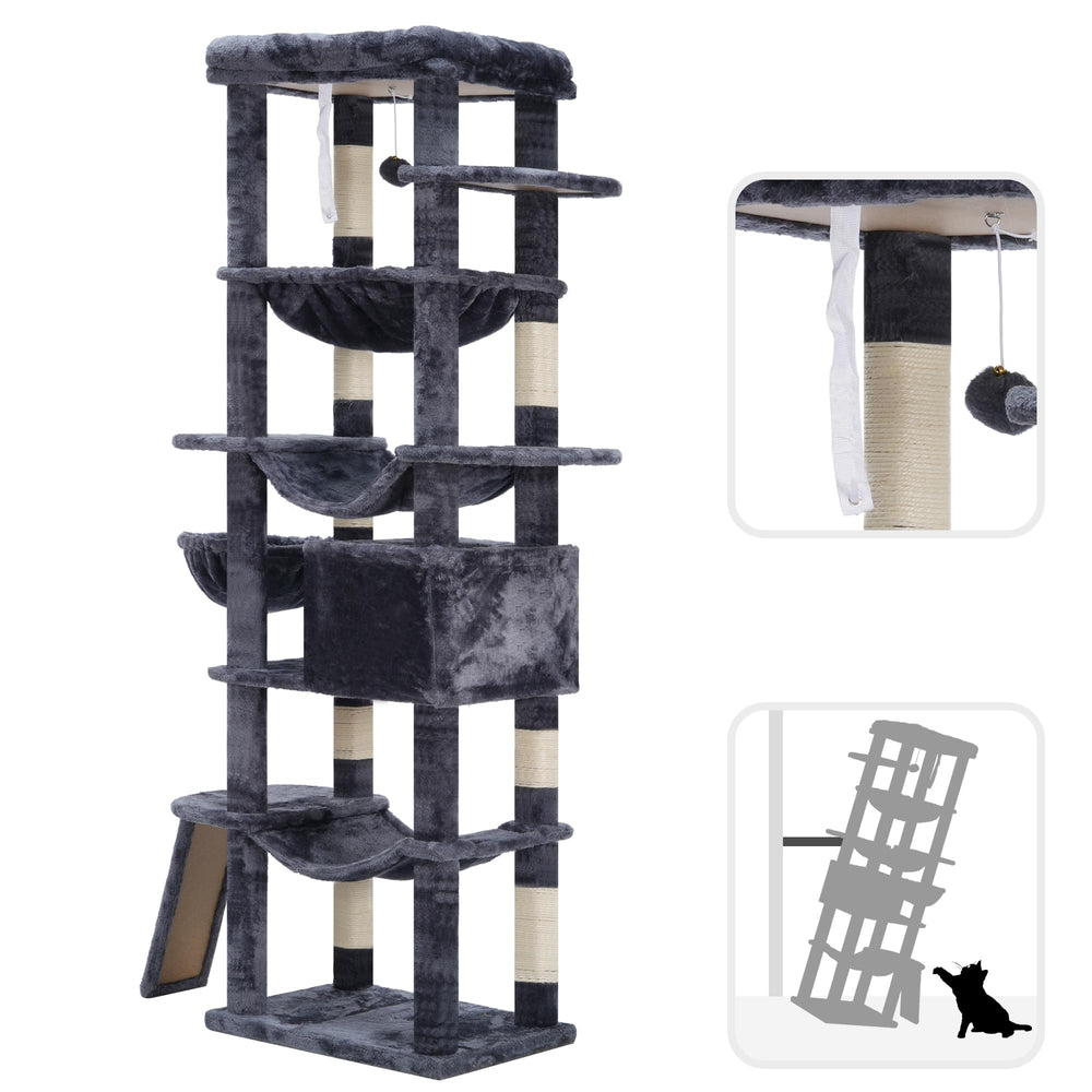 Hey-brother cat tree ramp access supports exploration between levels for active cats.