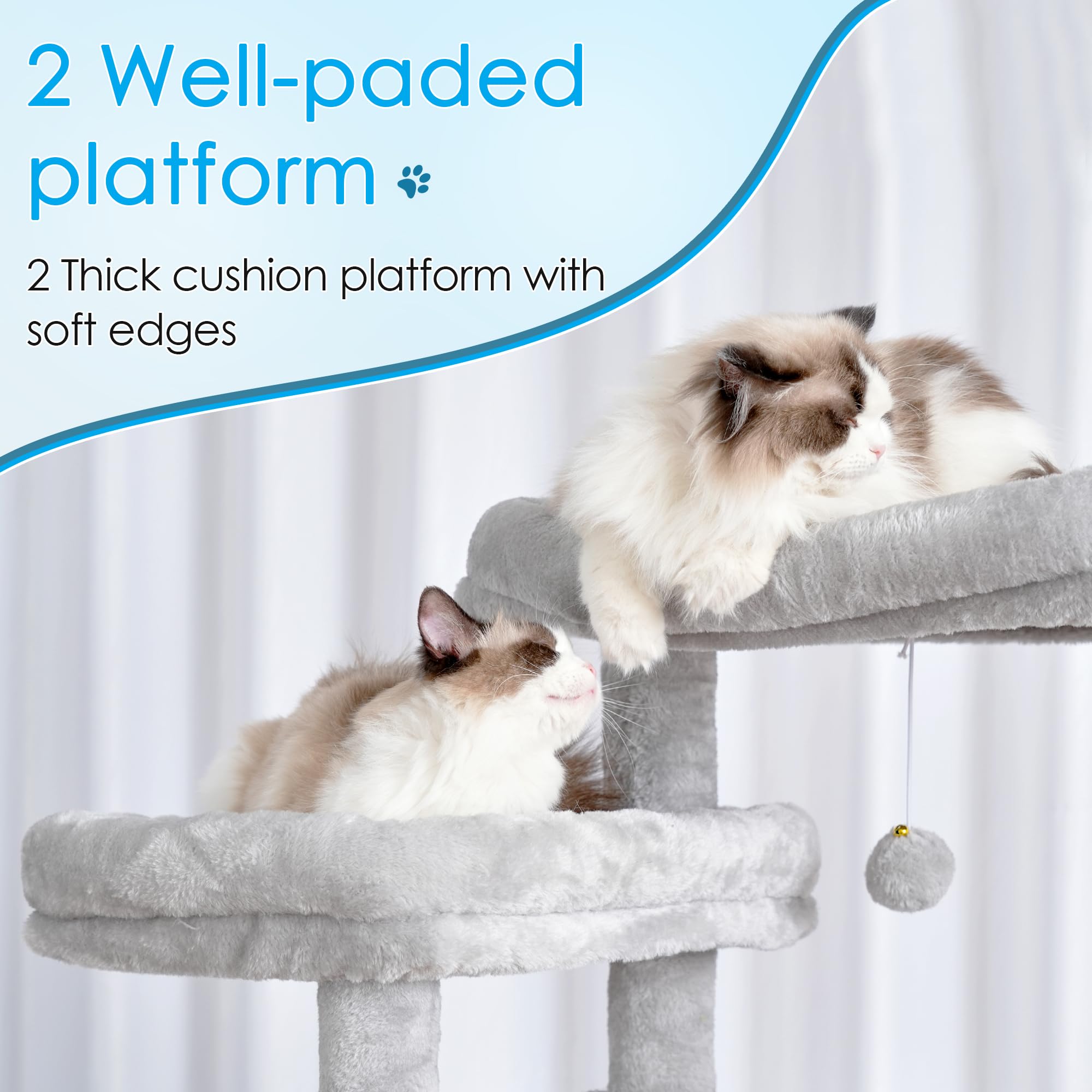 Hey-brother cat tree sisal posts deliver durable scratching surfaces for claw care.