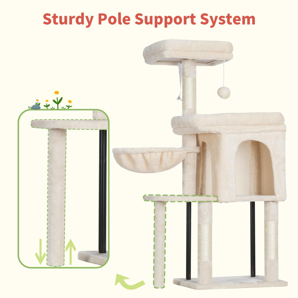 Hey-brother Cat Tree Tower sisal posts promote claw health and satisfying scratching.