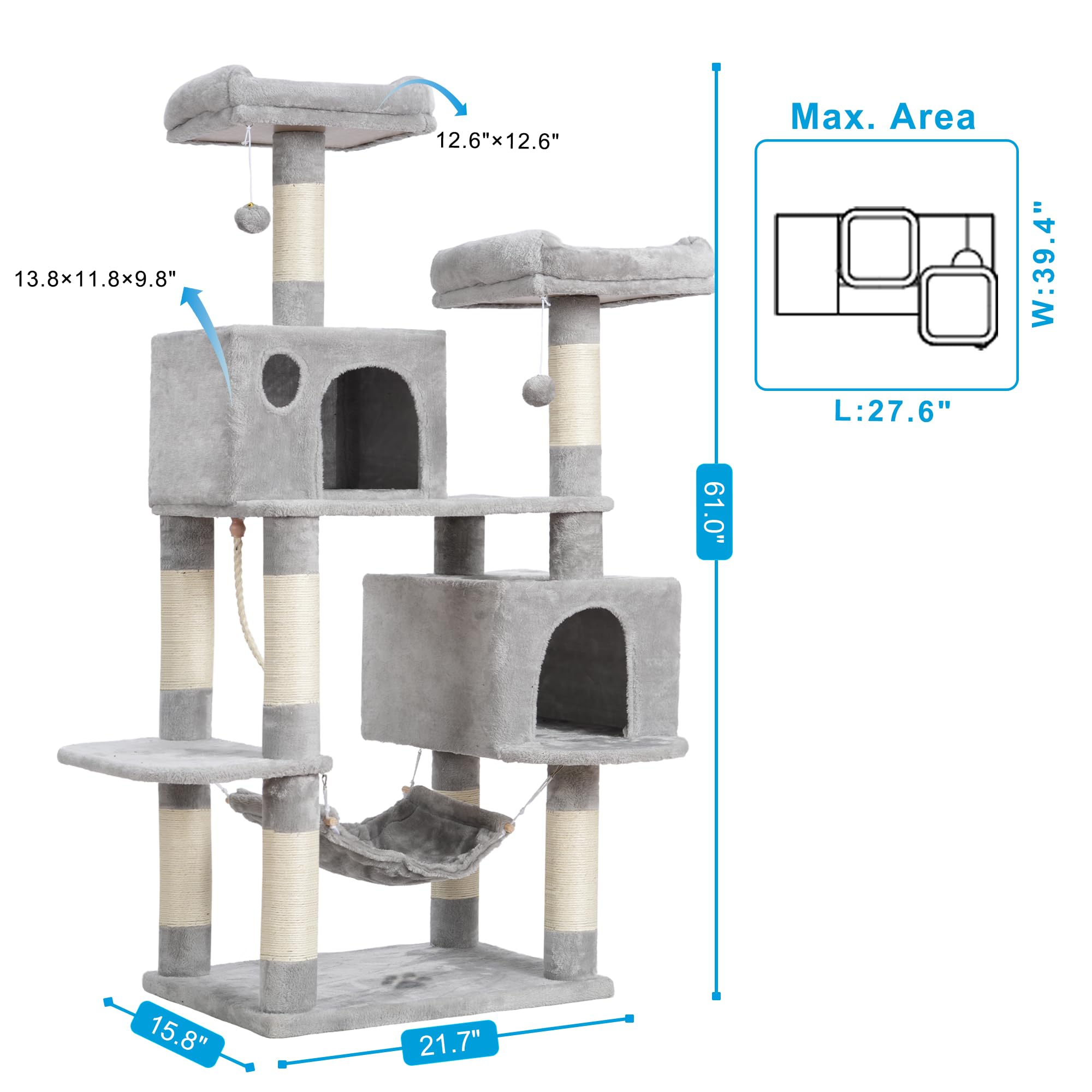Hey-brother cat tree sisal posts for natural scratching and exercise.