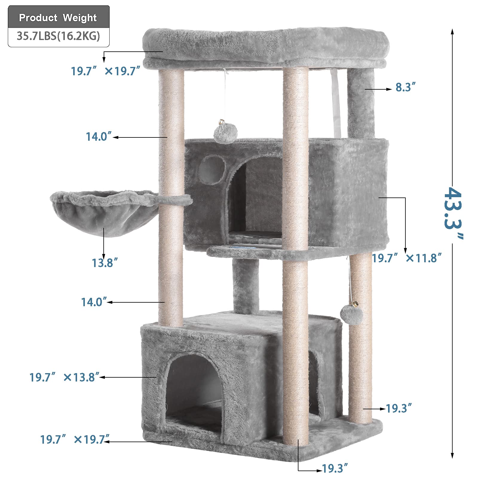 Hey-brother cat tree sisal posts encourage scratching.