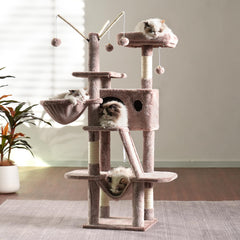 Hey-brother cat tree with sisal posts delivers durable claw sharpening.