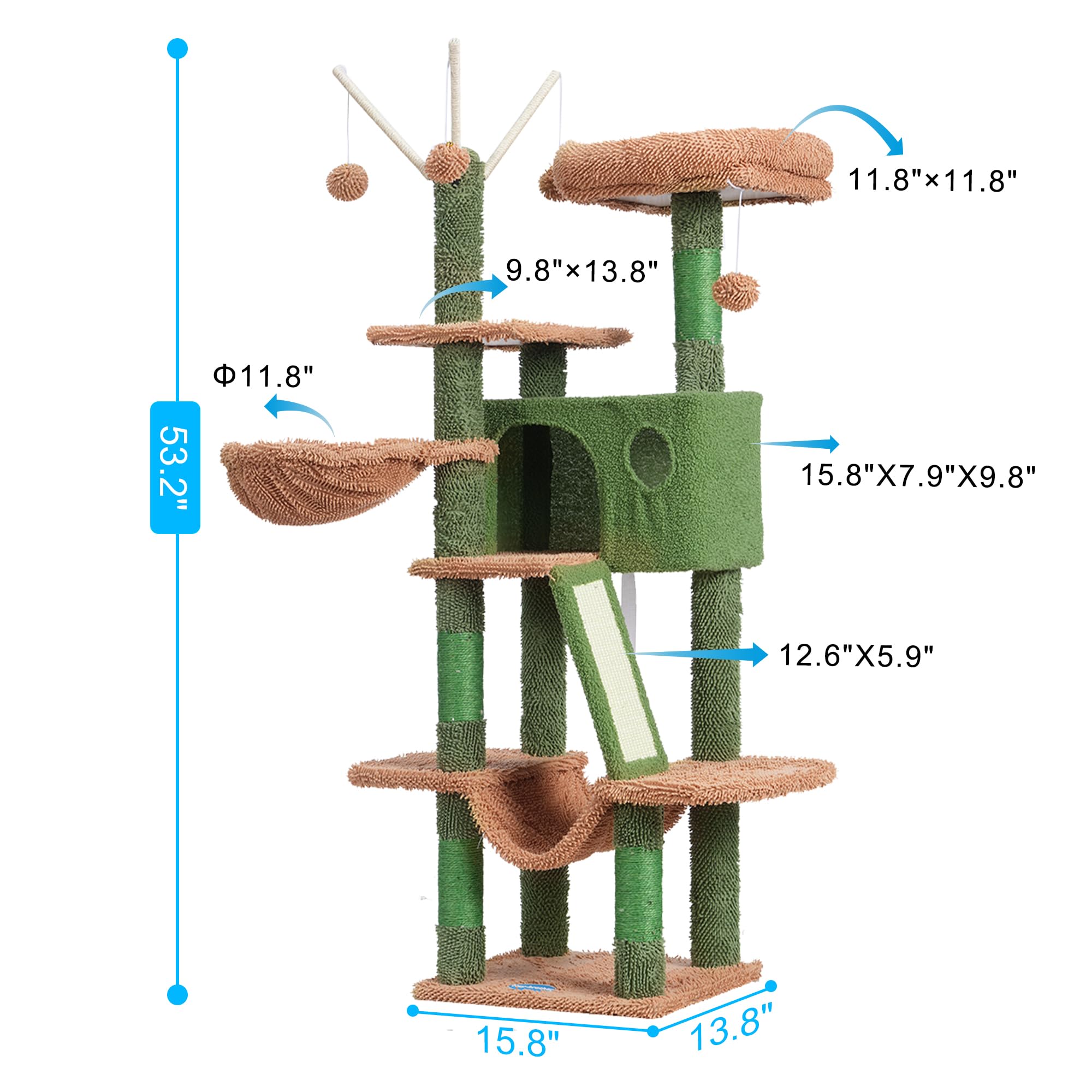 Hey-brother cat tree sisal posts help satisfy scratching instinct.