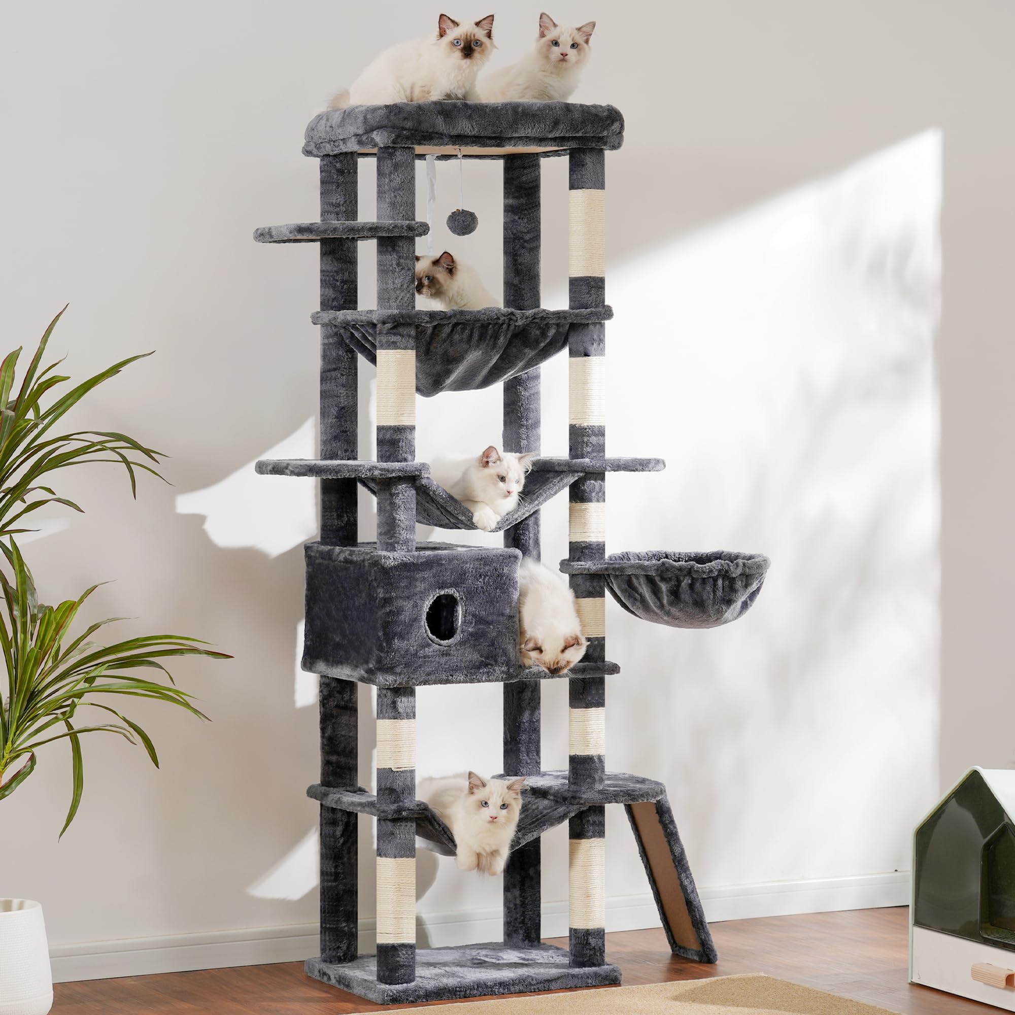 Hey-brother cat tree stable tower maintains security during climbs for kittens or cats.