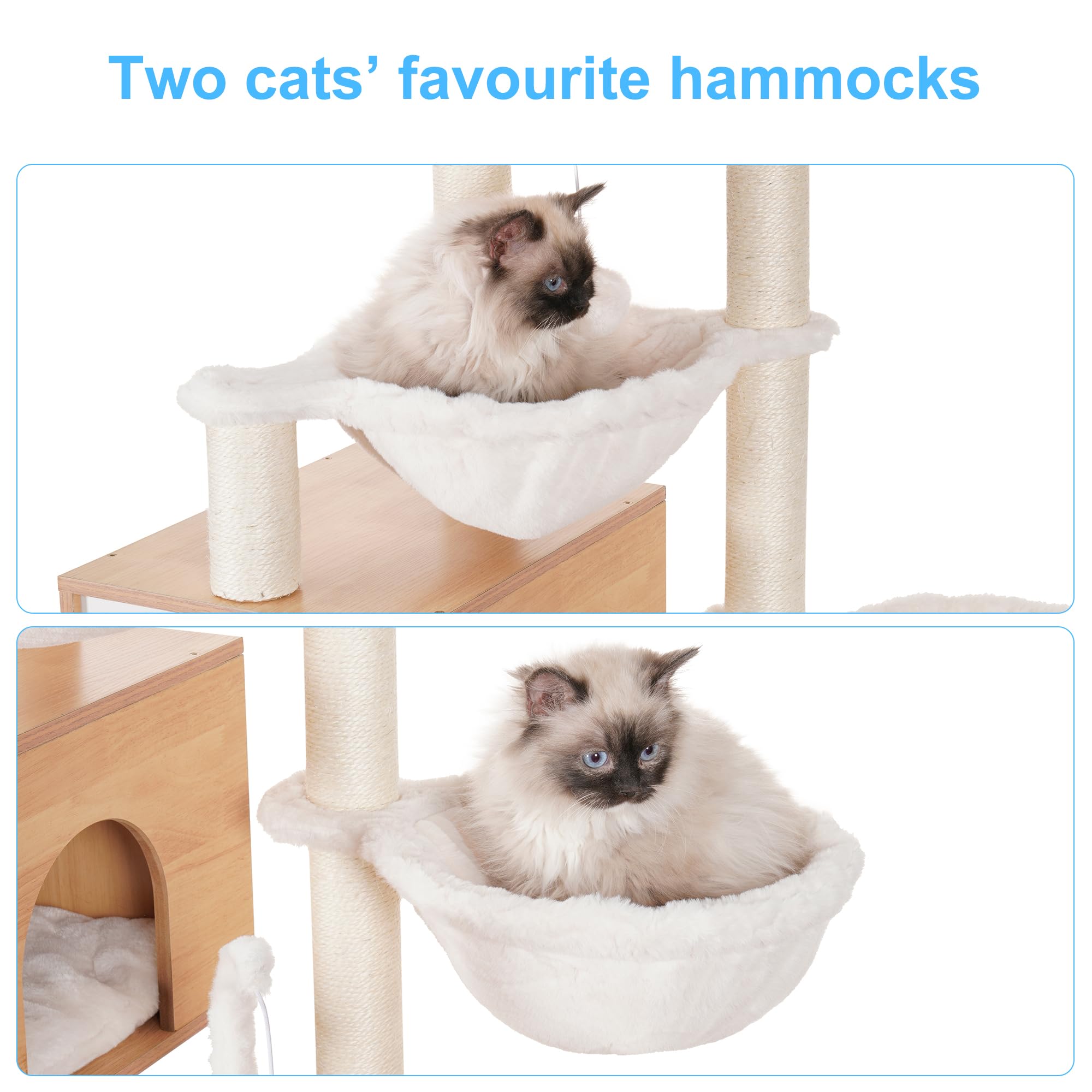 Hey-brother cat tree storage shelf keeps toys and supplies neatly organized.