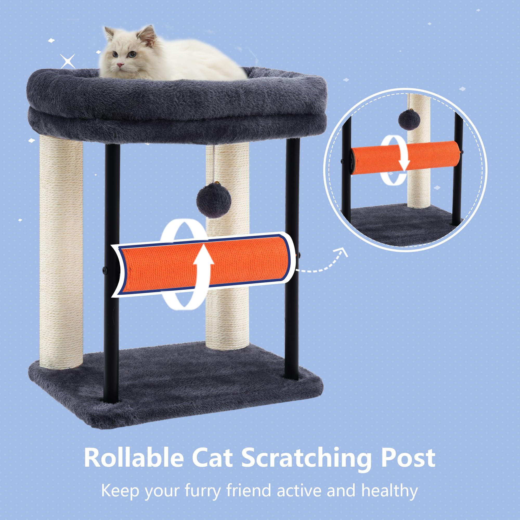 Hey-brother cat tree sturdy base keeps active cats steady