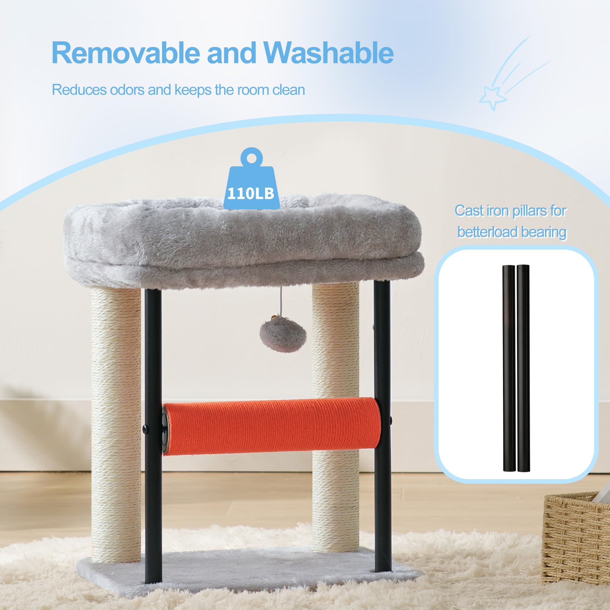 Hey-brother cat tree sturdy-tower—stable structure for energetic kittens