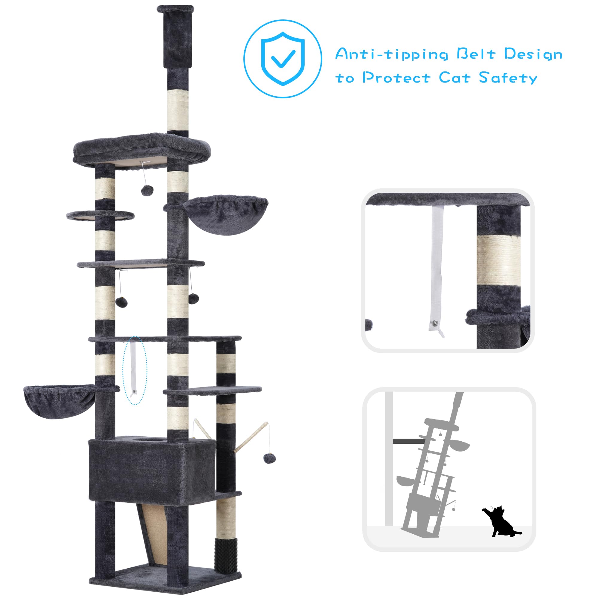 Hey-brother cat tree tall height fits high-ceiling rooms