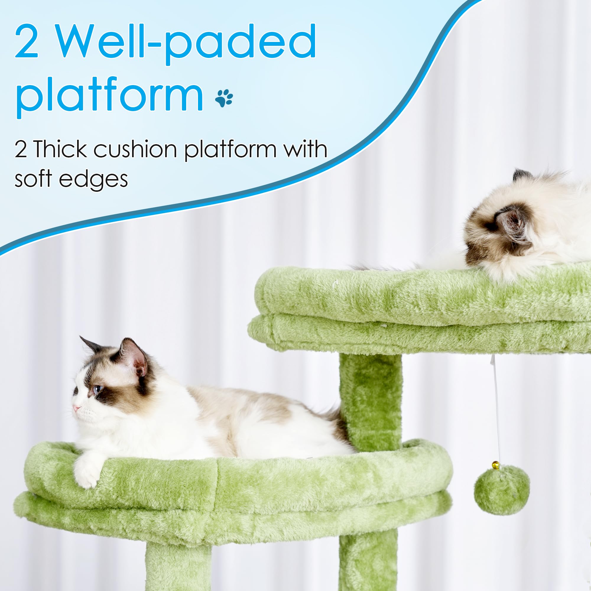 Hey-brother cat tree offers three condos for lounging and napping.