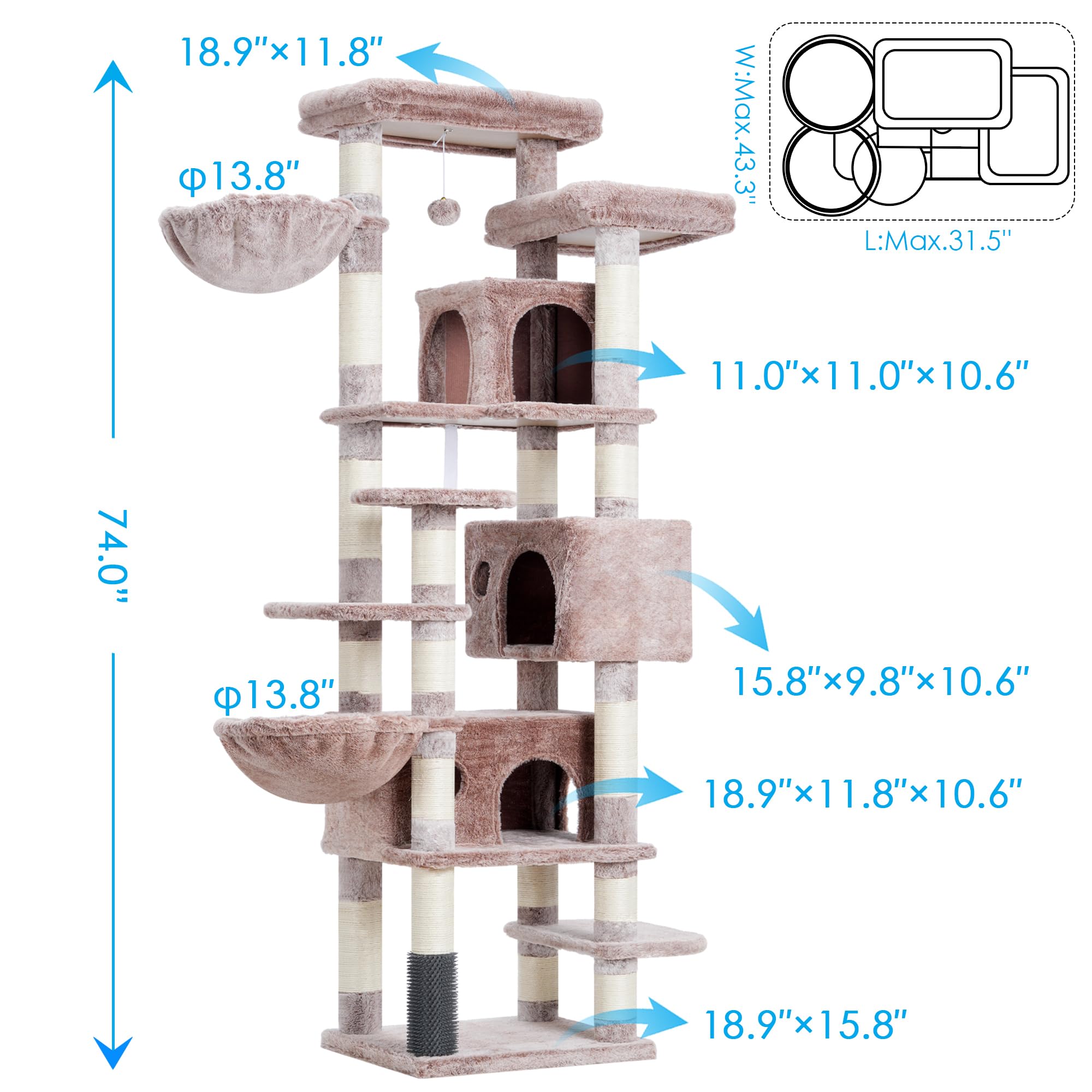 Hey-brother cat tree top deck offers elevated comfort and view